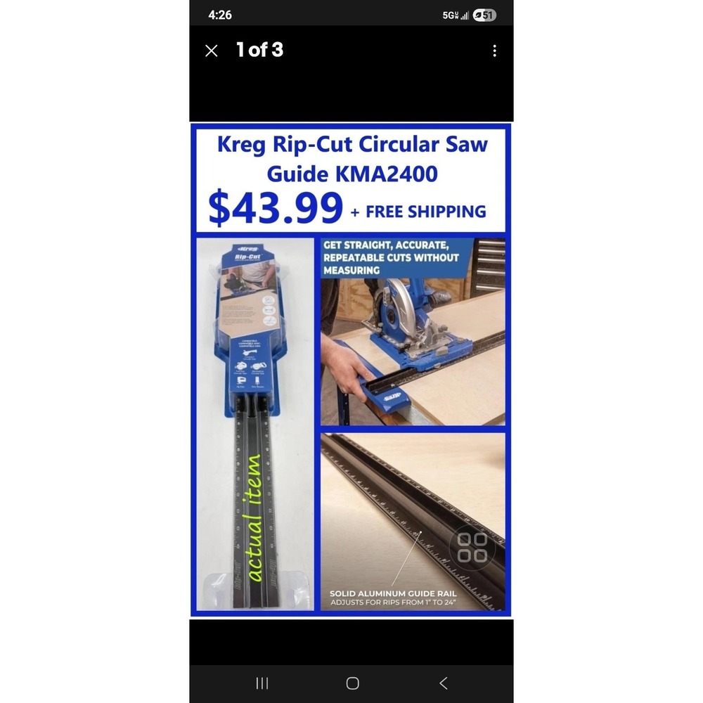 Kreg Rip-Cut‎ Circular Saw Guide KMA2400